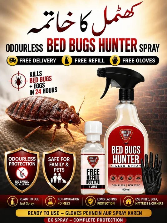 BED BUG HUNTER - House of Chemicals - Pakistan's Odourless Killer Spray for Termite, Bed Bugs, Cockroach, Lizard, Ant & Mosquitoes
