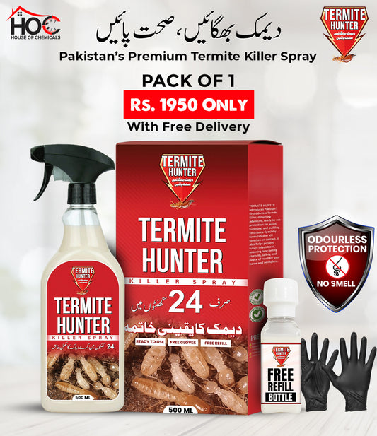 Termite Hunter (Deemak) Odourless Killer Spray with Extra Refill & Free Gloves