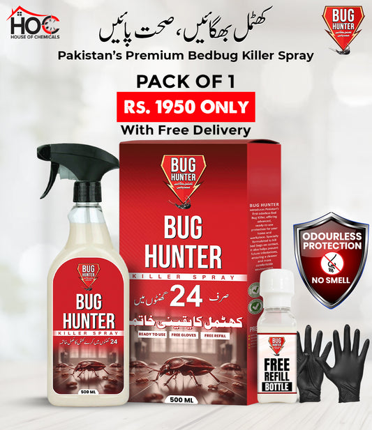 BedBug Hunter (Khatmal) Odourless Killer Spray with Extra Refill & Free Gloves